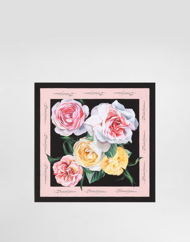 Huivi Dolce & Gabbana Dolce & Gabbana Rose and Peony Print Silk Twill Foulard 50x50 Vaaleanpunainen | FN093RGDCUIHH5IY, 0
