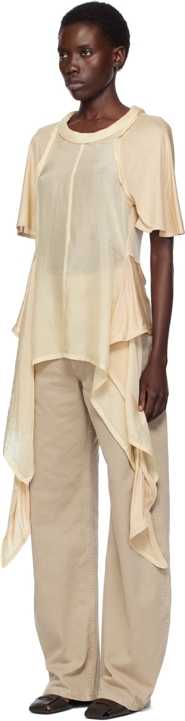 T-paitoja ja toppeja LEMAIRE Lemaire Mixed Fabric Knotted Top Beige | TO1332 LF1373, 3