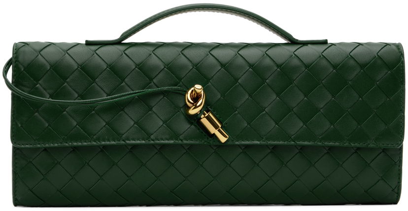 Käsilaukku Bottega Veneta Green Long Andiamo Bag Vihreä | 741511 VCPP3