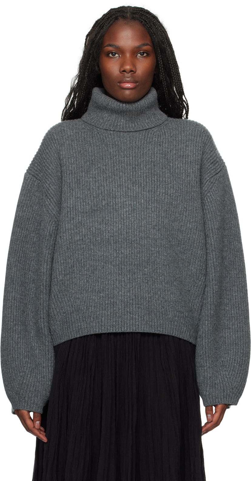 Villapaita TOTEME TOTEME Ribbed Turtleneck Sweater Harmaa | 244-WRT0394-YA0110
