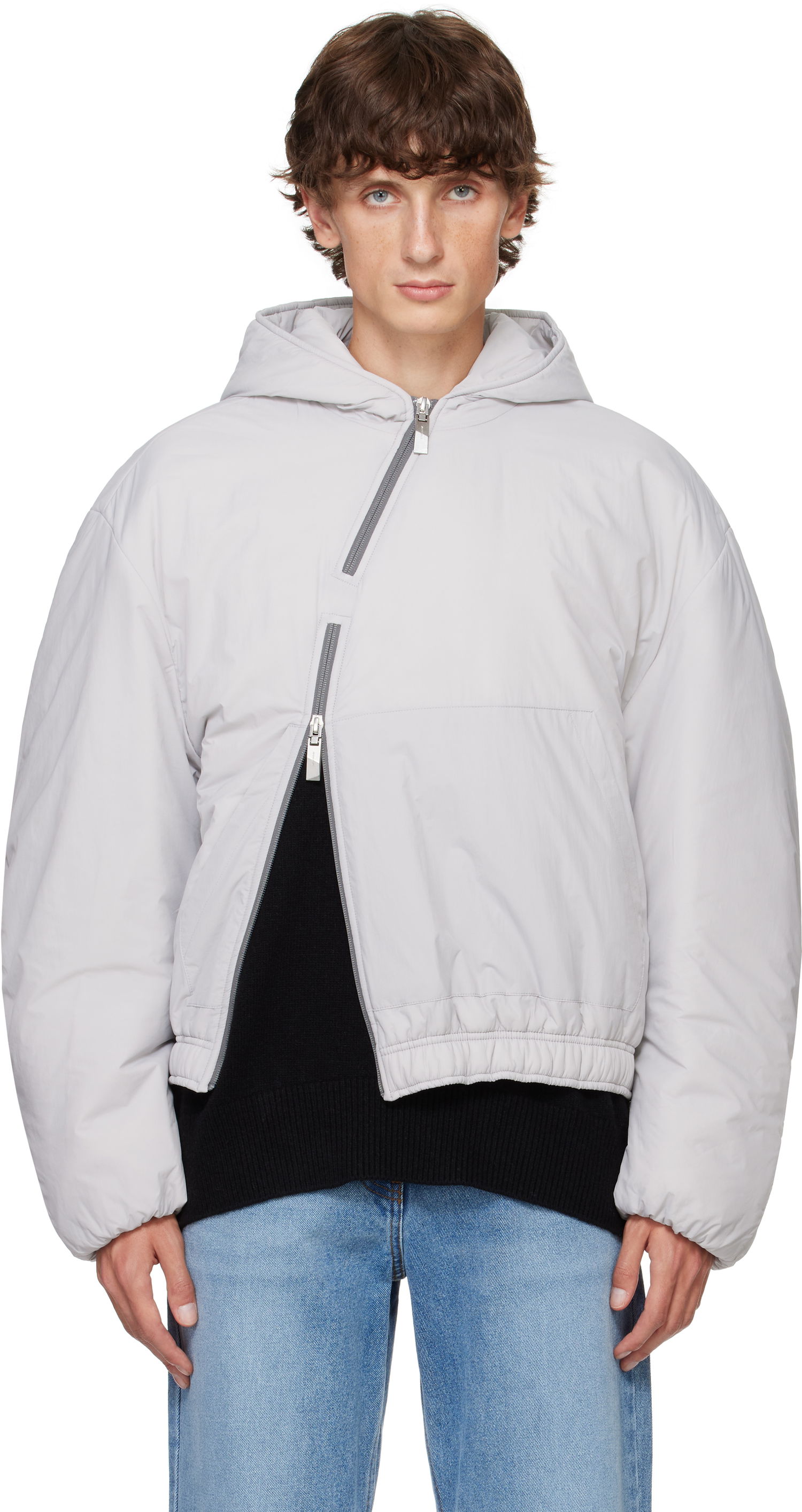 Puffer takki ADER ERROR Asymmetric Zip Puffer Jacket Harmaa | BN01FWJK1302GR, 0