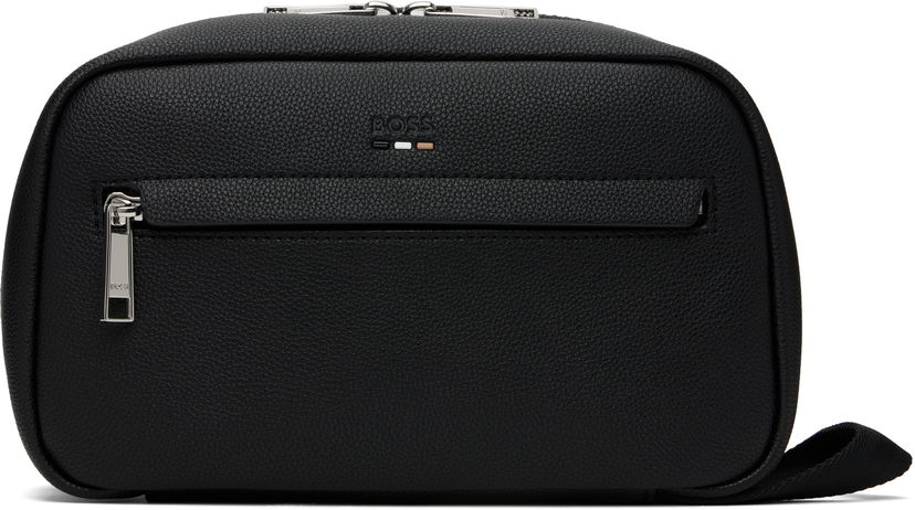 Matkalaukku BOSS BOSS Pebble-Grained Wash Bag Musta | 50548020