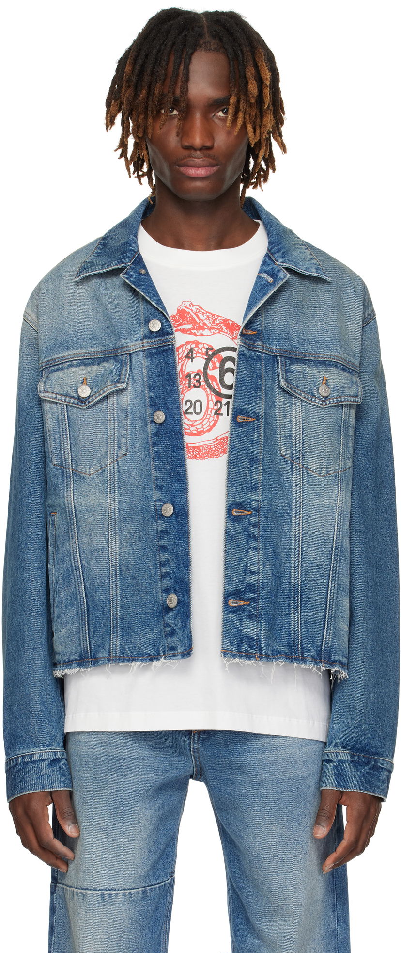 Takki Maison Margiela MM6 Maison Margiela Sports Denim Jacket Sininen | SH0AM0026 M30018