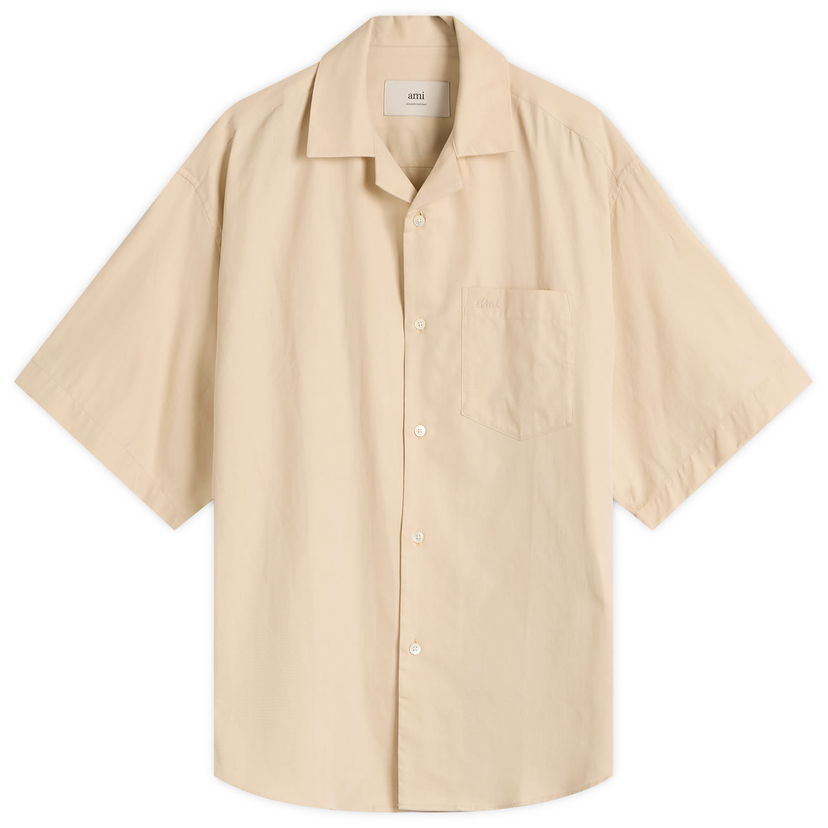 Paita AMI AMI Paris Men's Short Sleeve Boxy Shirt Beige | HSH236-CO0099-725