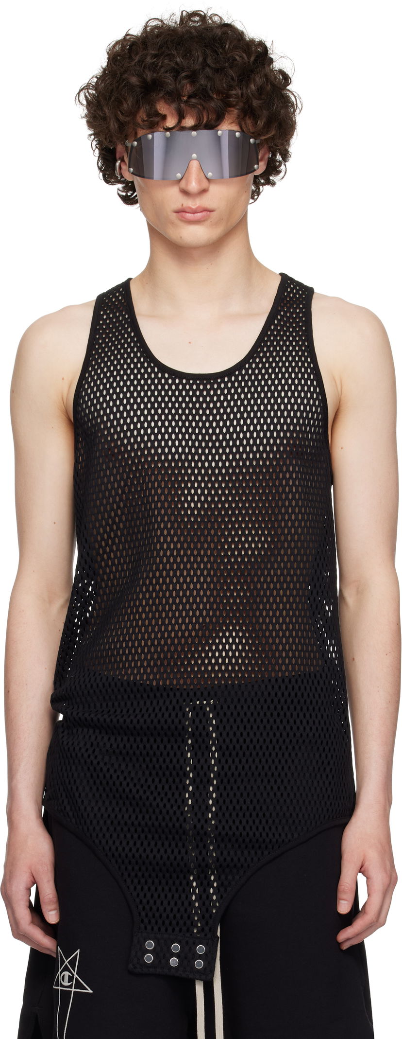 Tankkitoppi Rick Owens Rick Owens Champion Edition Mesh Tank Top Musta | CM01E1680 CHONET MESH