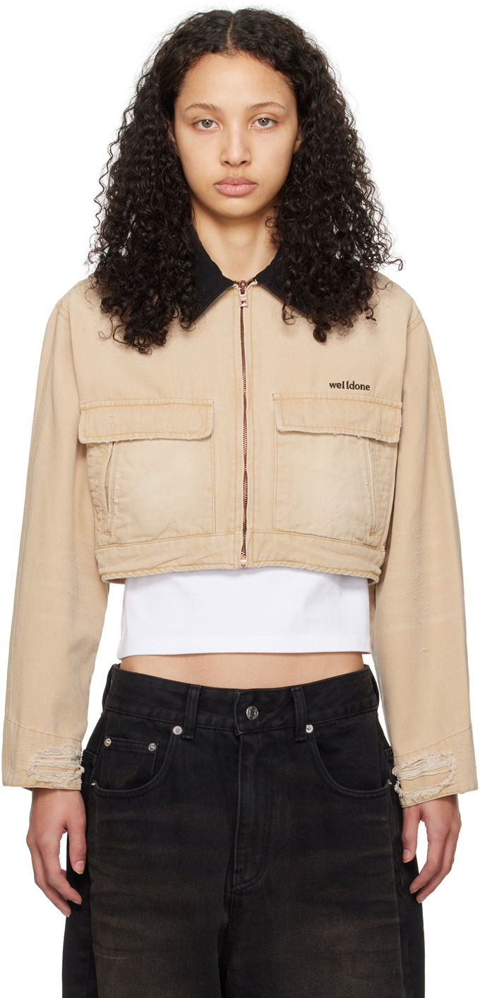 Takki We11done We11done Distressed Cropped Jacket Beige | WD-DJ0-24-309-W-BG