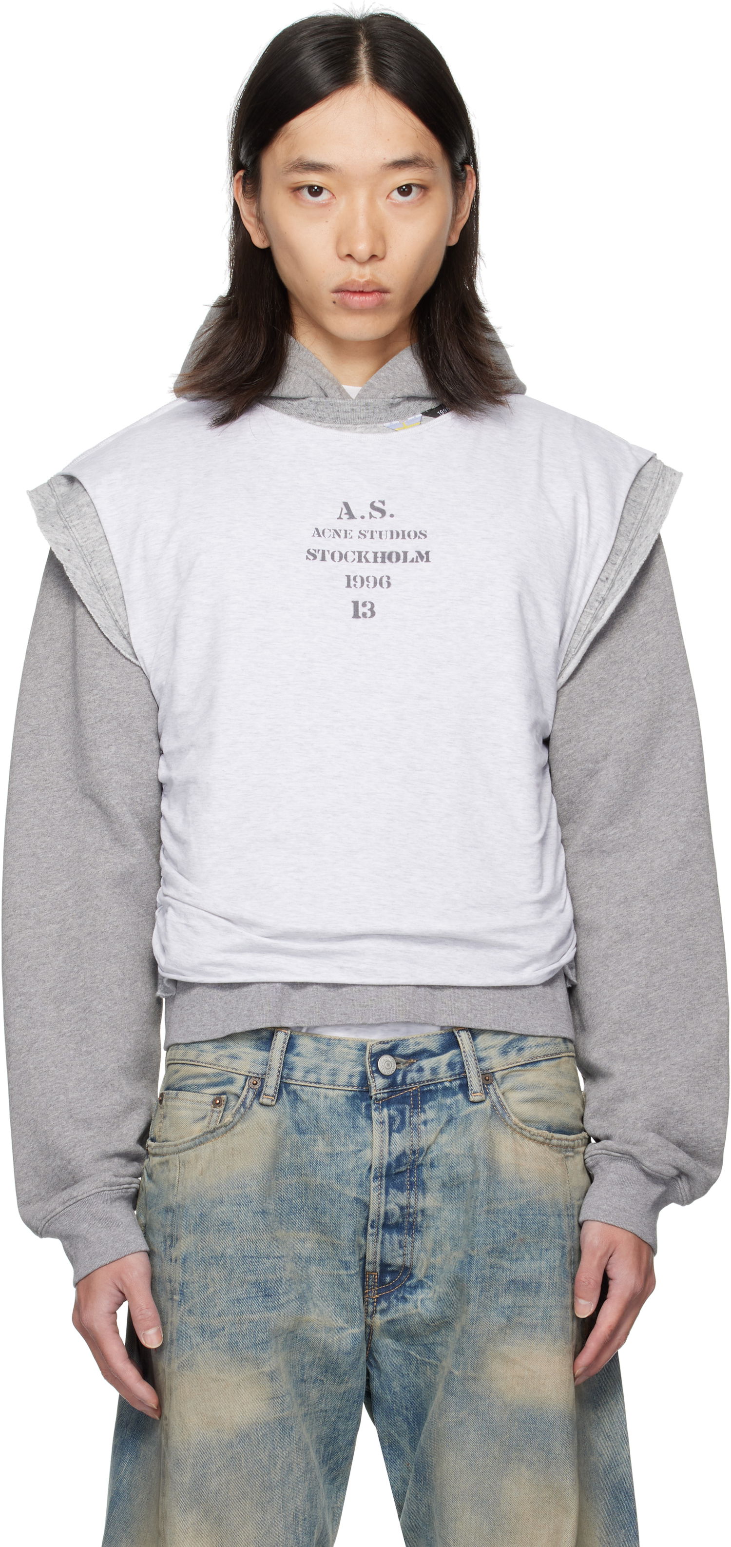 Huppari Acne Studios Acne Studios Layered Hoodie Harmaa | BI0216-, 0