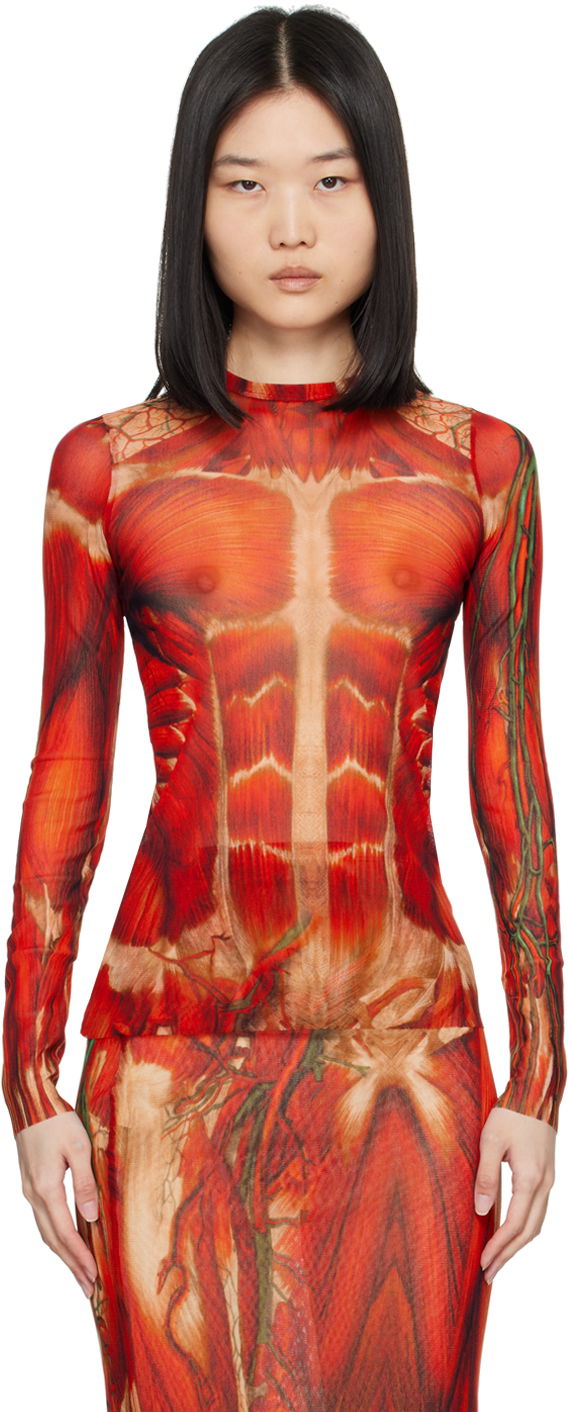 Body Jean Paul Gaultier Jean Paul Gaultier 'The Écorché' Long Sleeve Top Punainen | 24/30-F-TO210-T554-301540