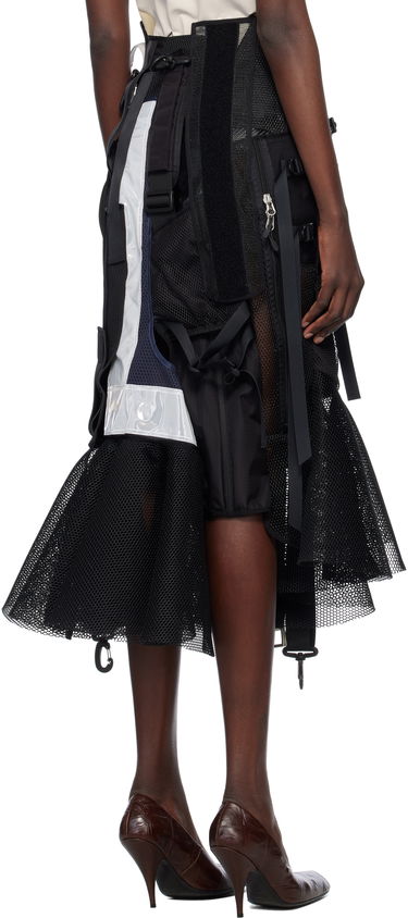Hame Junya Watanabe Junya Watanabe Multi Fabrics Mix Midi Skirt Musta | JO-S016-051-1, 2