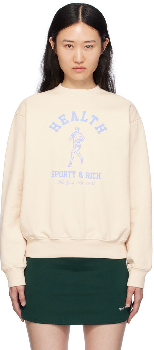 Huppari Sporty & Rich NY Running Club Sweatshirt Beige | CRAW2348CR