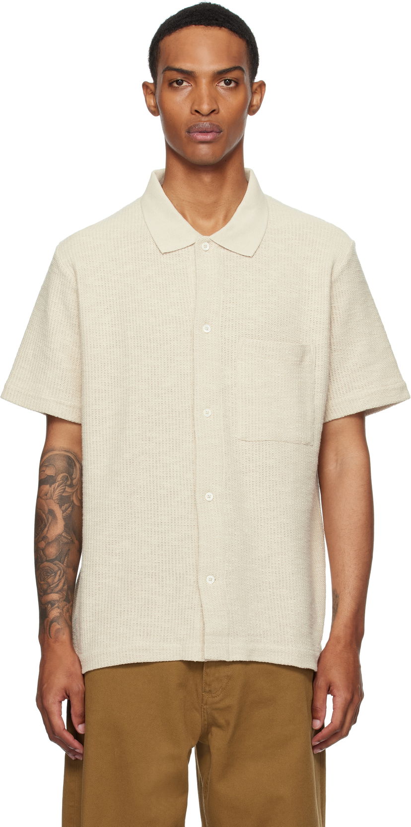 Paita NORSE PROJECTS Norse Projects Gustav Crochet Jersey Shirt Beige | N01-0683