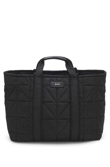 Kangaskassi BOSS Quilted tote bag with logo patch Musta | 50552480