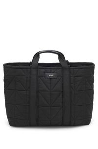 Quilted tote bag with logo patch