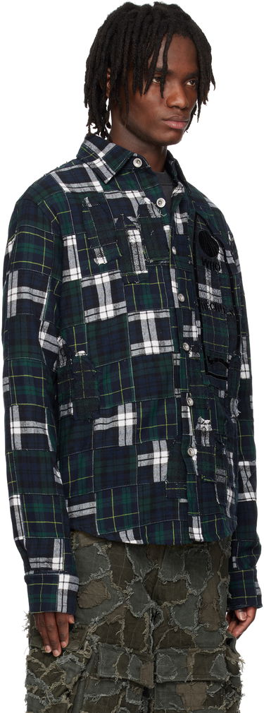 Paita Who Decides War Who Decides War Patched Arch Flannel Shirt Tummansininen | 1110450030SS25, 1
