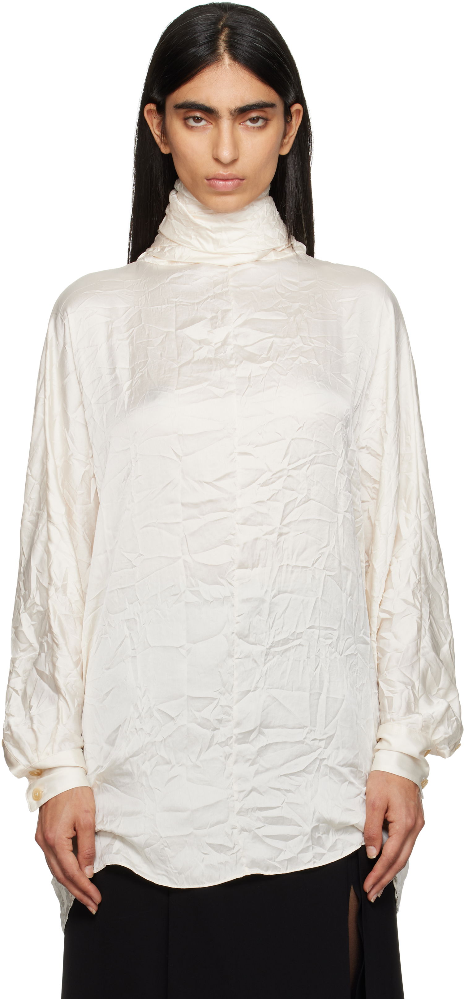 Paita Khaite Textured Turtleneck Top Valkoinen | 23564116, 0