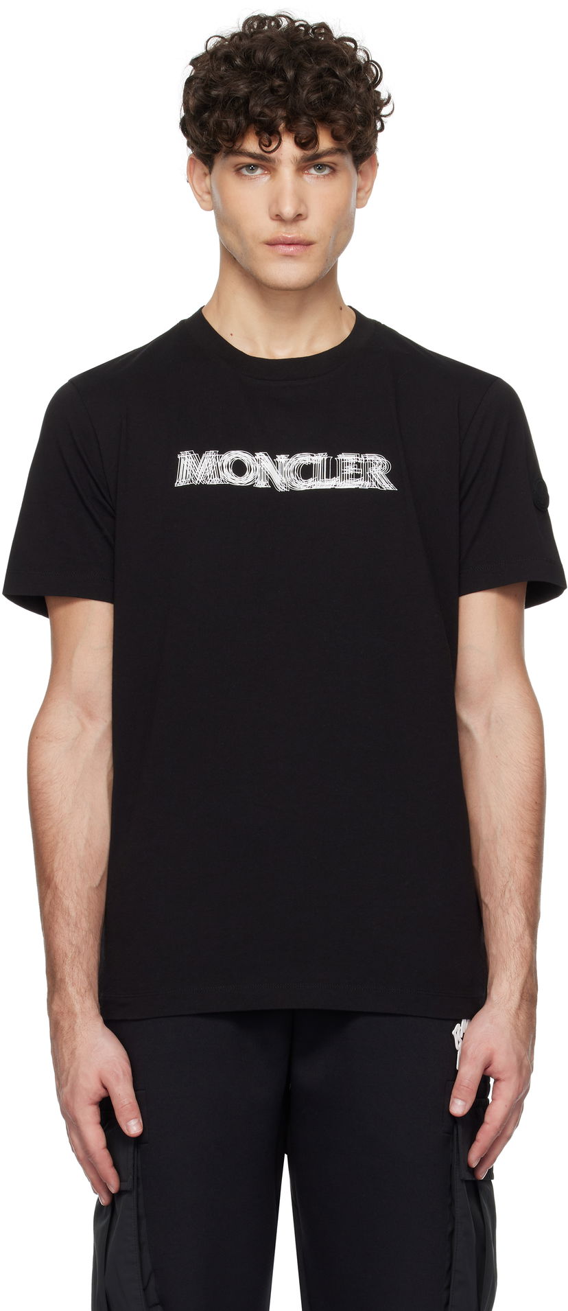T-paita Moncler Short Sleeve T-Shirt with Logo Print Musta | K10918C0000589A17