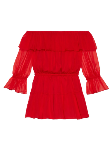 Mekko Gucci Silk Chiffon Dress Punainen | 730915 ZHS57 6490