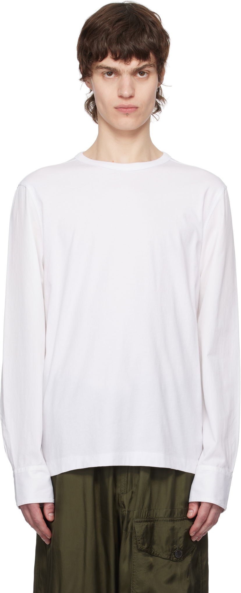 T-paita Dries Van Noten Dries Van Noten Paneled Long Sleeve T-Shirt Valkoinen | 251-021106-1600