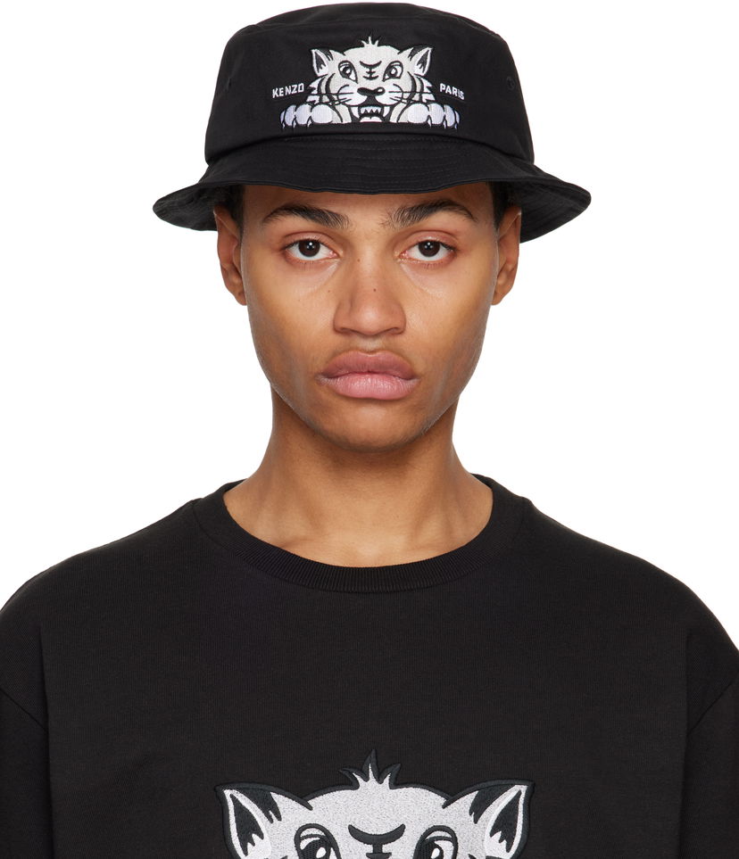 Hattu KENZO Logo Graphic Bucket Hat Musta | FF58AC624F46