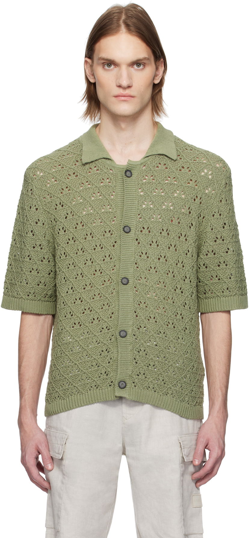Villapaita BOSS HUGO Knitted Cotton Polo Vihreä | 50536666
