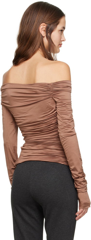 T-paita Helmut Lang Ruched Long Sleeve Top Ruskea | N10HW513, 2