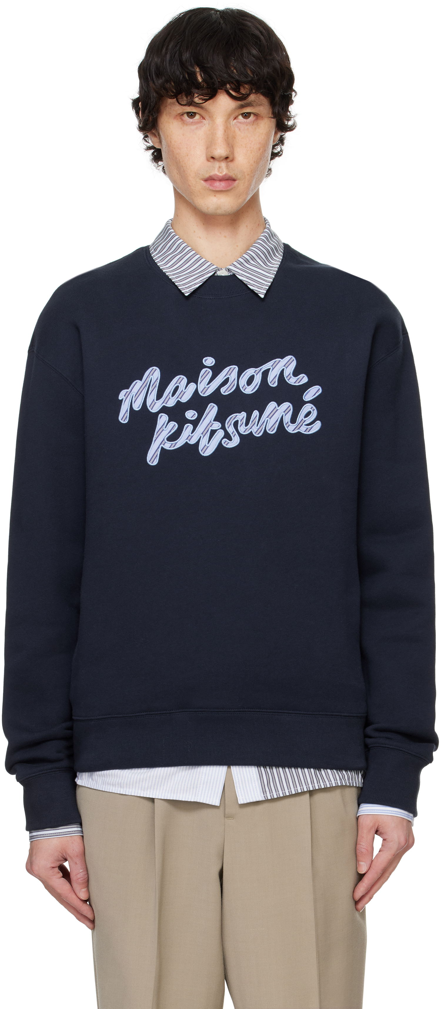 Huppari MAISON KITSUNÉ Handwriting Striped Comfort Sweatshirt Sininen | NM00310KM0307, 0