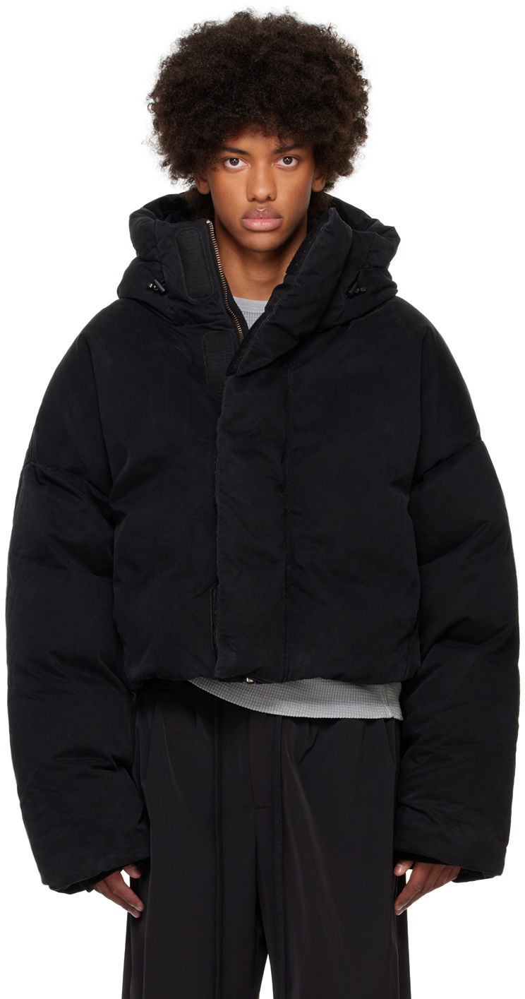 Puffer takki Entire Studios Puffer Down Jacket With Hood Musta | ES2396IR