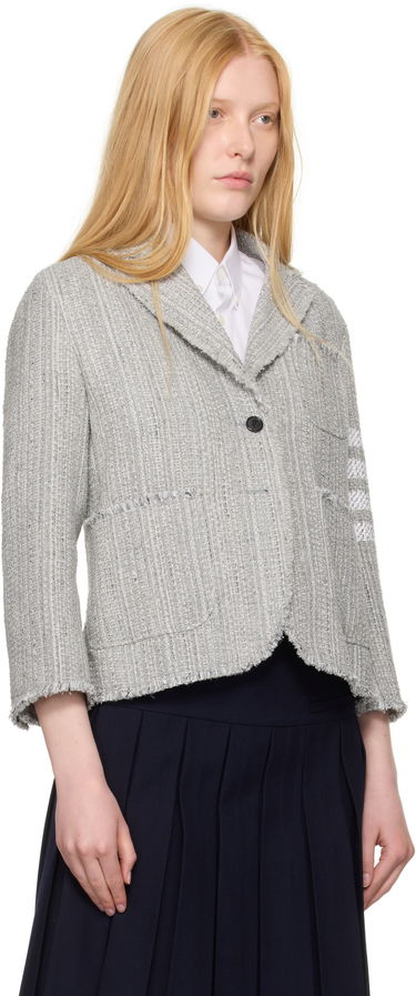 Takki Thom Browne Thom Browne Tweed Fray 4-Bar Cropped Sack Blazer Harmaa | FBC788T-F0512, 1