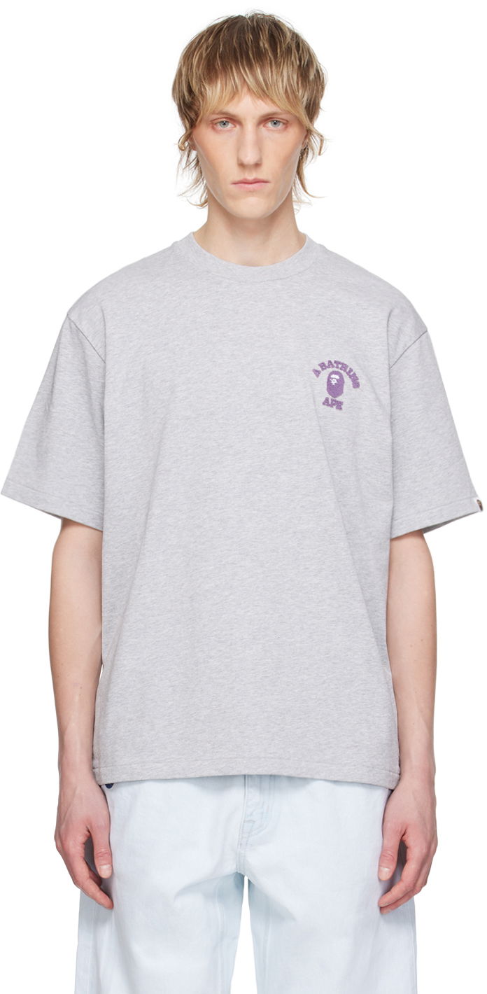 T-paita BAPE BAPE Gray College One Point T-Shirt Harmaa | 001TEK301302M