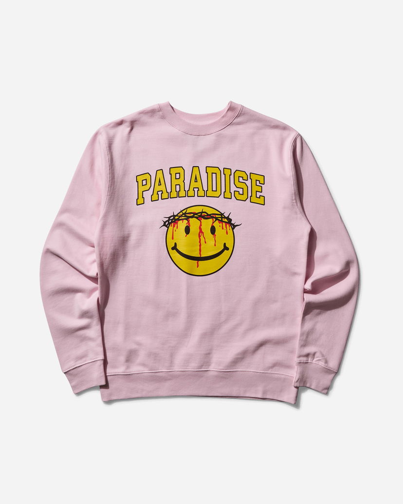 Huppari PARADIS3 Smiley Jesus Crewneck Sweatshirt Vaaleanpunainen | PASMILEYCREW 2