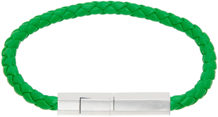 Rannerengas Bottega Veneta Braided Leather Bracelet Vihreä | 732416 V507C