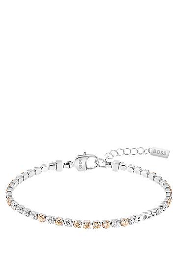 Rannerengas BOSS BOSS Tennis Bracelet with Clear and Champagne Crystals Metallinen | 1580633