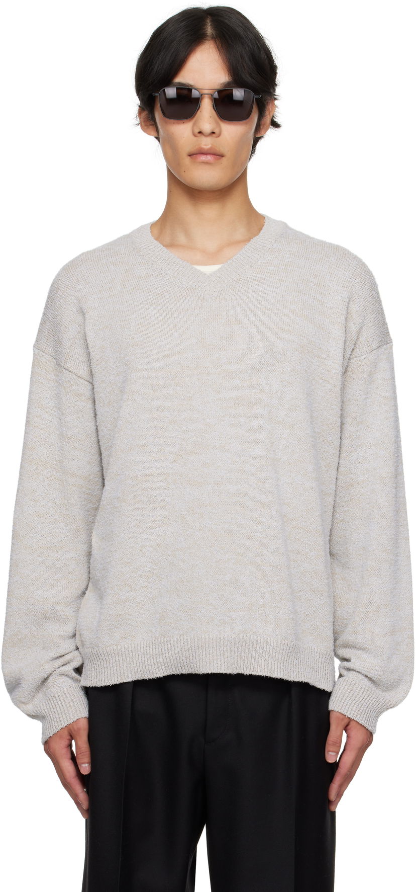 Villapaita Maison Margiela Maison Margiela V-Neck Sweater Harmaa | S50HN0019 M13152