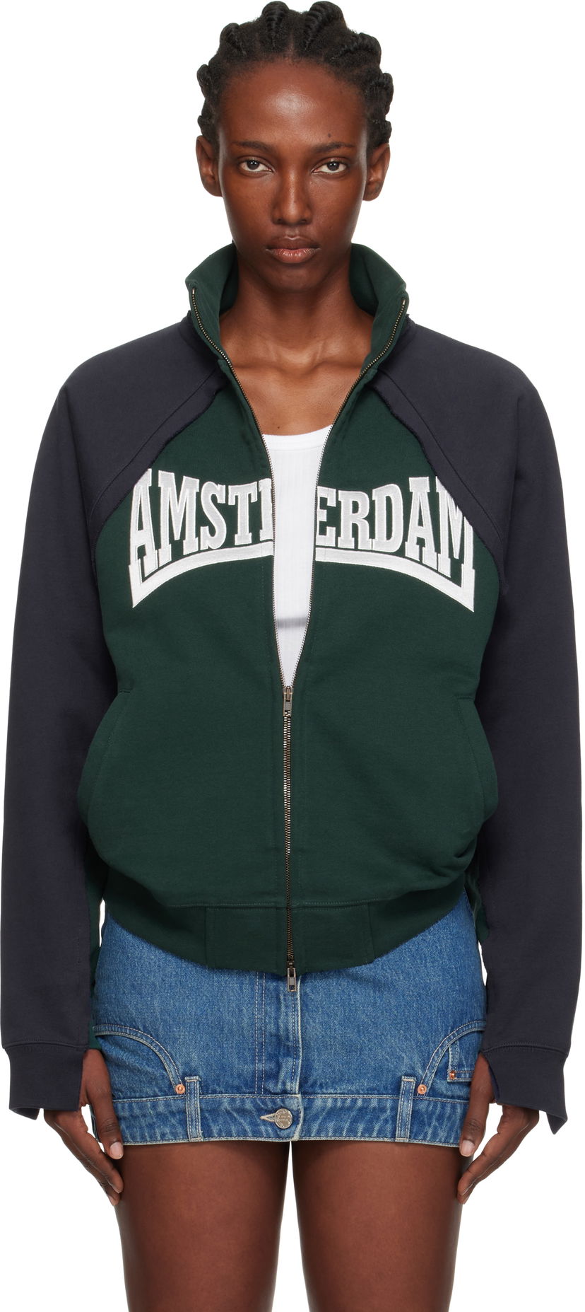 Huppari VETEMENTS Vetements 'Amsterdam' Patched Zip-Up Sweatshirt Vihreä | UH76ZU760EN