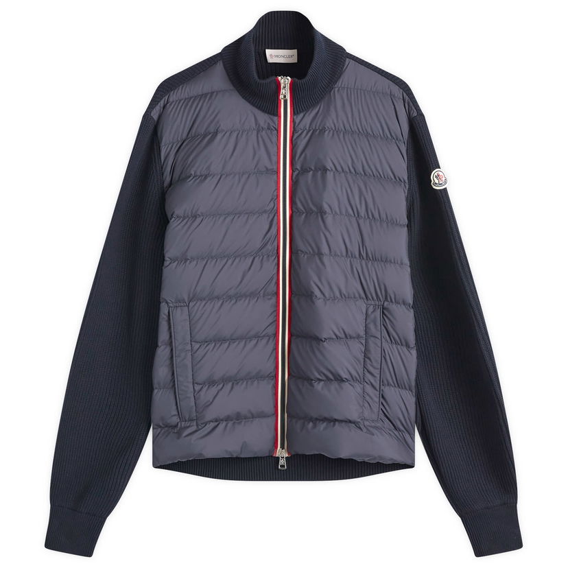 Puffer takki Moncler Cotton Yarn Hybrid Jacket With Knit Sleeves Sininen | 9B000-06-M1367-779