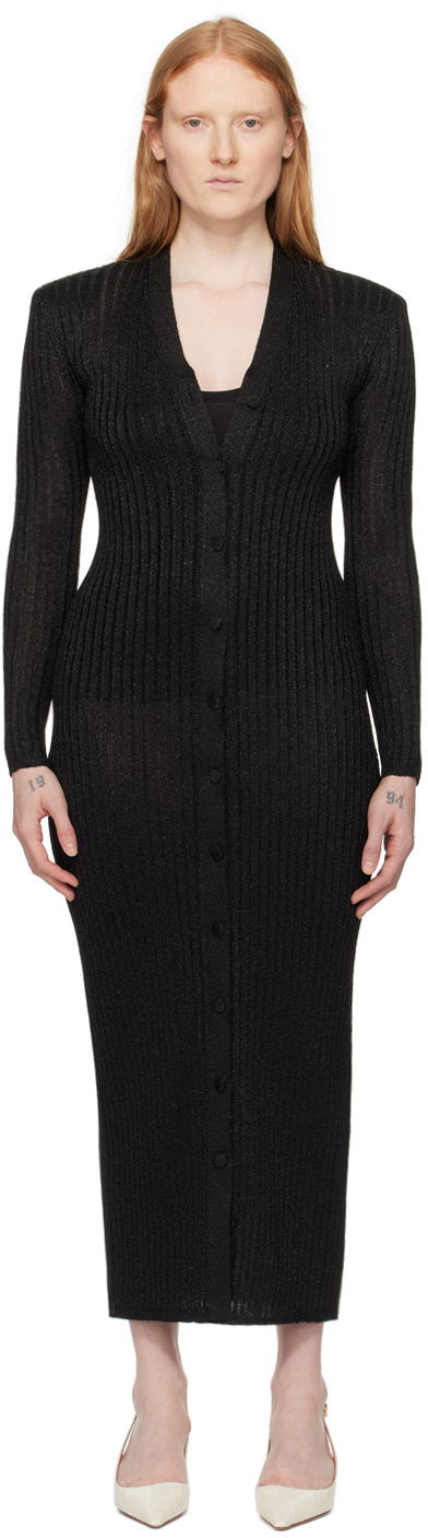 Mekko Tom Ford Metallic Midi Cardigan Dress Musta | ACK413-YAX661