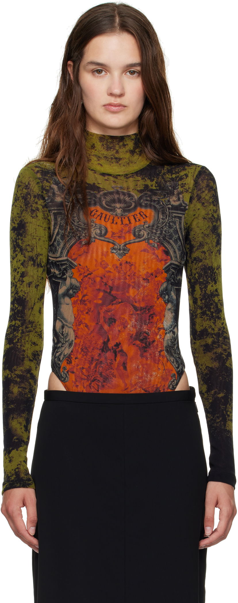 Body Jean Paul Gaultier Jean Paul Gaultier 'The Médaillon' Open Back Bodysuit Vihreä | 25/03-W-TO306-M006P-004115