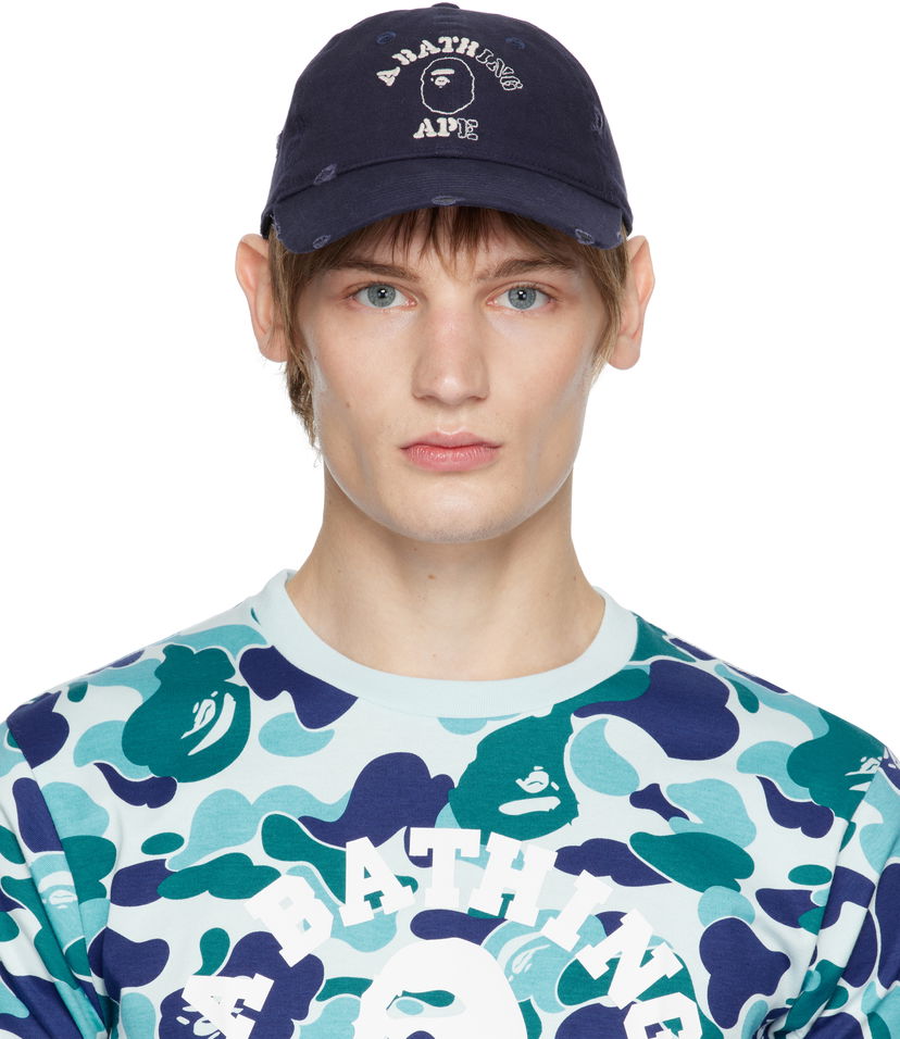 Korkki BAPE Worn Out College Cap Sininen | 001CPK801304M