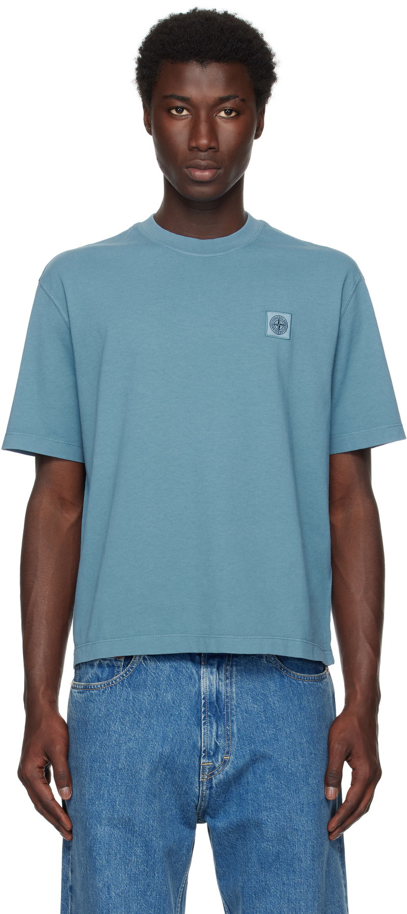 T-paita Stone Island Stone Island Organic Cotton 'Fissato' T-Shirt Sininen | K2S15 2100025 S0115