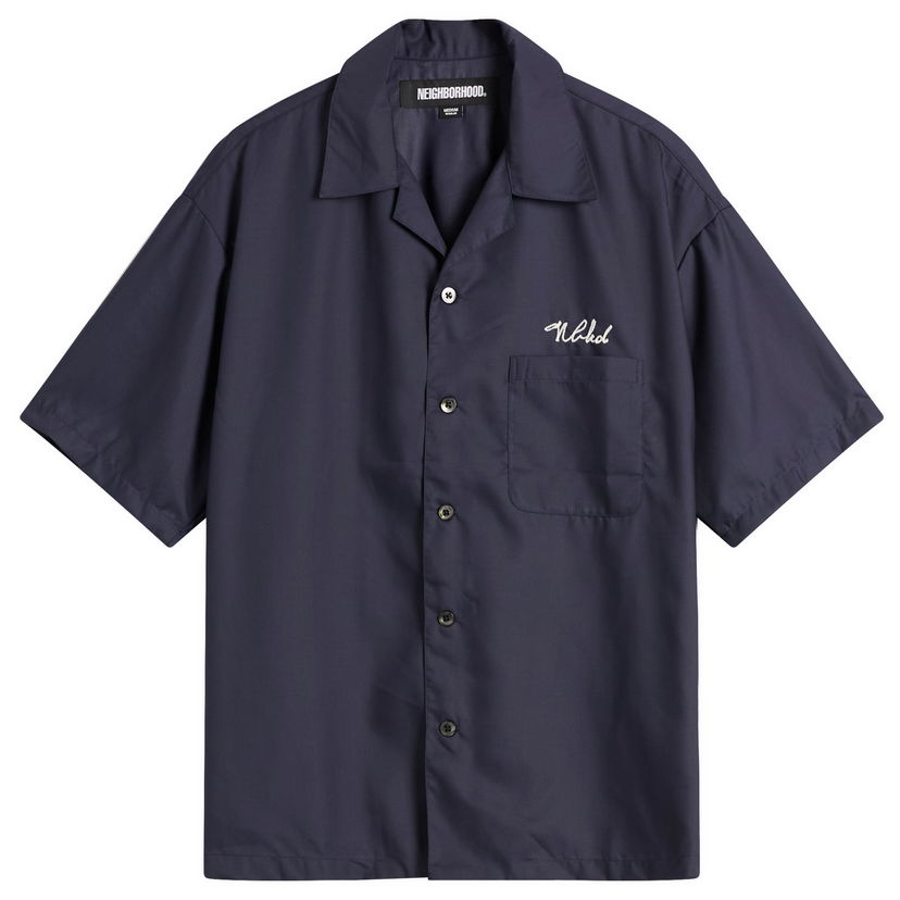 Paita Neighborhood Neighborhood Hawaiian Shirt, Size Large Tummansininen | 251TSNH-SHM07-NVY