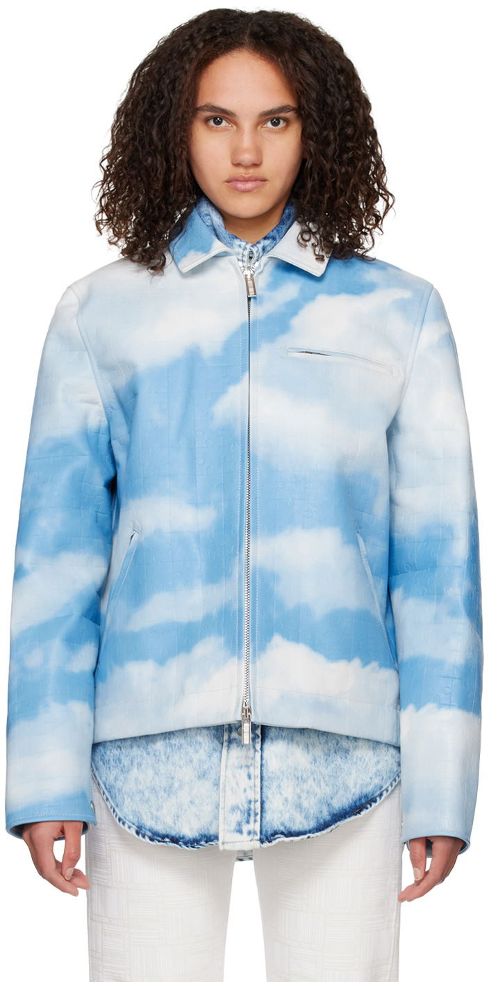 Tuulitakki VETEMENTS VTMNTS Sky Puzzle Leather Jacket Sininen | VL14JA100S