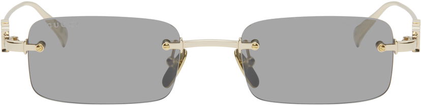 Aurinkolasit Gucci Gucci 'Gucci' Block Rectangular Sunglasses Metallinen | GG1808S-003
