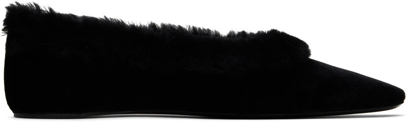Vaatteet TOTEME TOTEME Fleece Edge Velvet Ballerina Flats Musta | 251-WAS0183-FB0361
