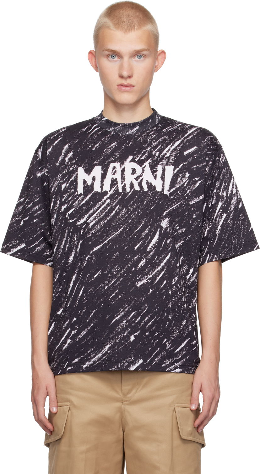 T-paita Marni Logo T-shirt Musta | HUMU0223CP USS018