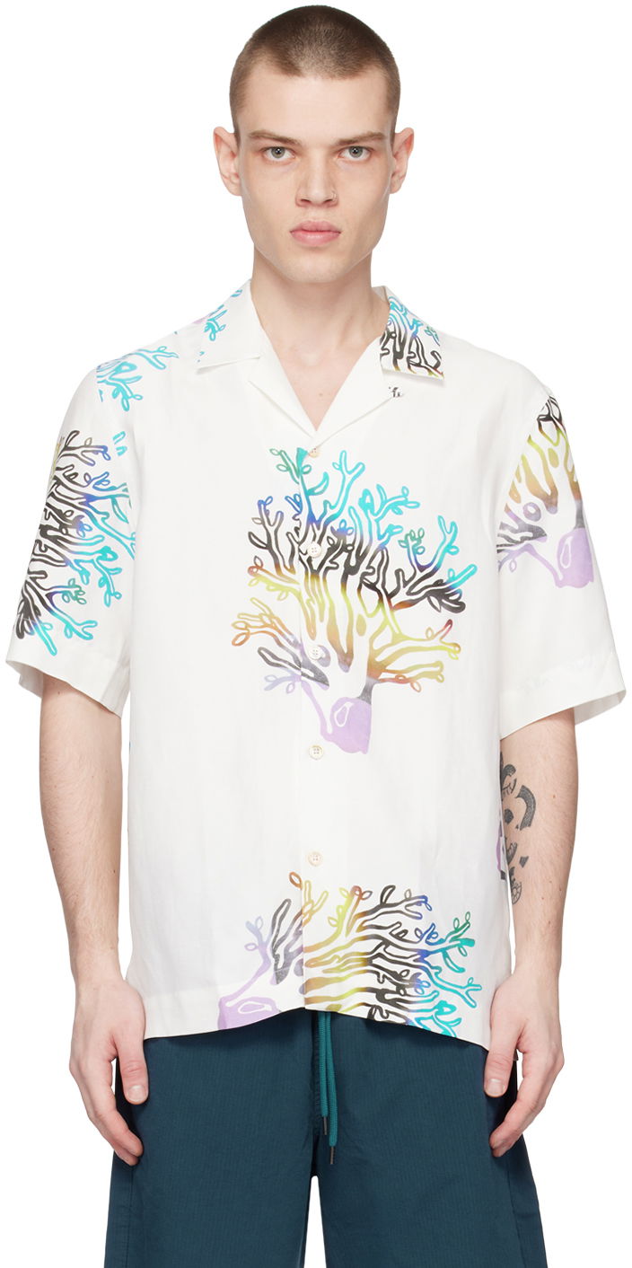 Paita Paul Smith Paul Smith Coral Print Resort Shirt Valkoinen | M1R-905U-K01924-02