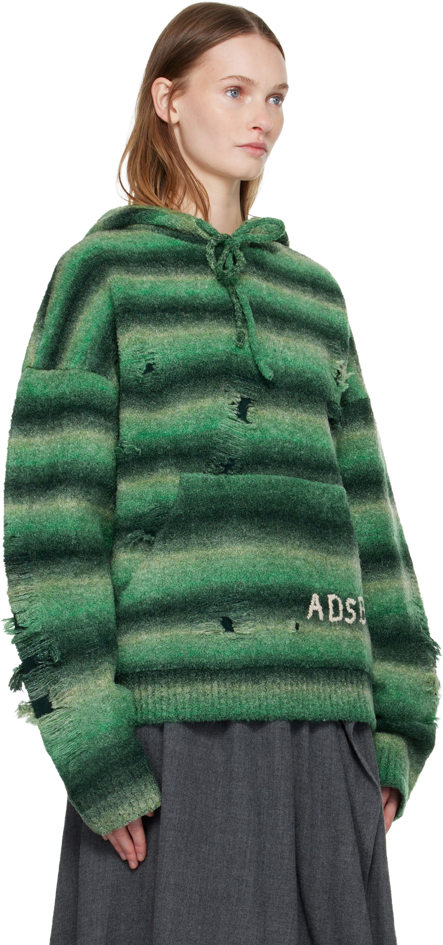 Huppari Andersson Bell Gradient Distressed Hoodie Vihreä | atb1391u, 1
