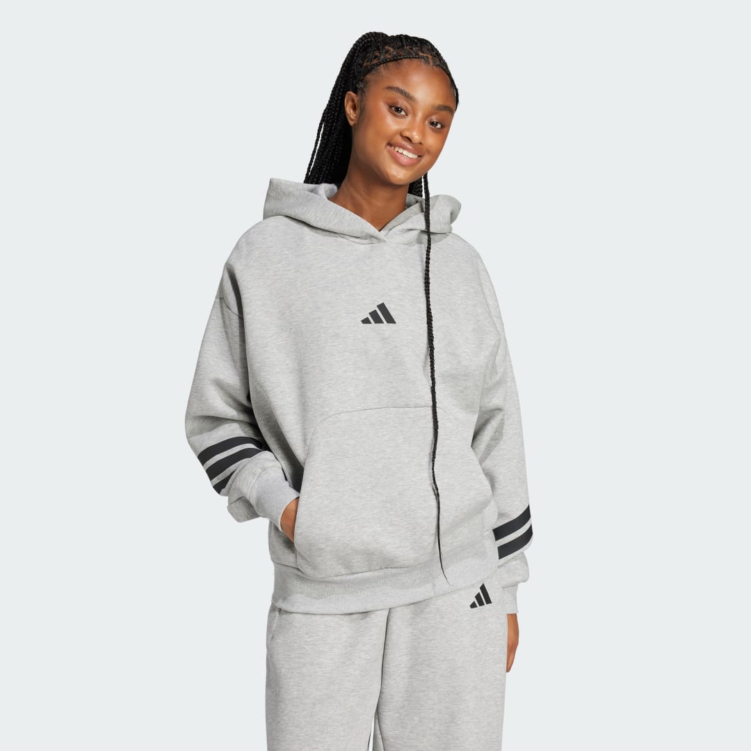 Huppari adidas Performance 3-Stripes Hoodie with Drawstring Harmaa | JE0181, 0