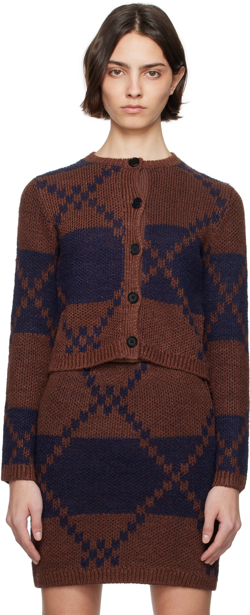 Villapaita JW Anderson JW Anderson Fairisle Knit Cardigan Ruskea | KW1411-YN0439