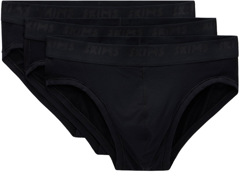 Pikkuhousut SKIMS SKIMS Stretch Briefs, Three-Pack Musta | BO-BRF-5629M