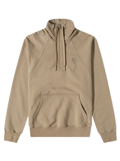 Huppari AMI Large A Heart Tonal Quarter Zip Beige | USW502-747-267
